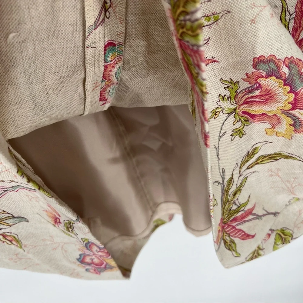 Lalage Beaumont Linen‎ Botanical Floral Print Shift Dress Professional